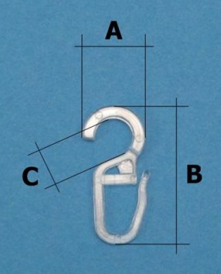 20 Stk. Faltenlegehaken, glasklar, Öse:6mm