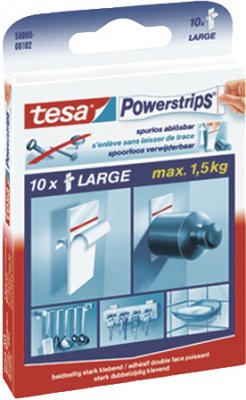 Tesa, 10 Stk. Ersatzklebestreifen f. Powerstrips "Large"