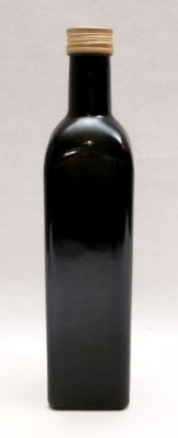 Glasflasche m. Schraubver., vierkant, dunkel, 0.25Liter