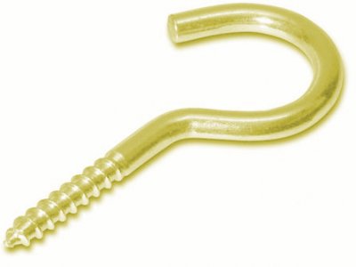 Schraubhaken, gebogen, vermessingt, 20mm