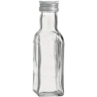 Glasflasche "Marasca", 4-kant, 0.1 Liter