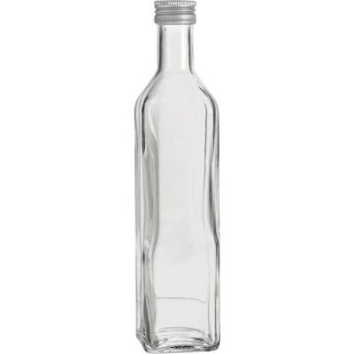 Glasflasche "Marasca" m. SV, 4-kant, 500ml