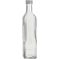Glasflasche "Marasca" m. SV, 4-kant, 500ml