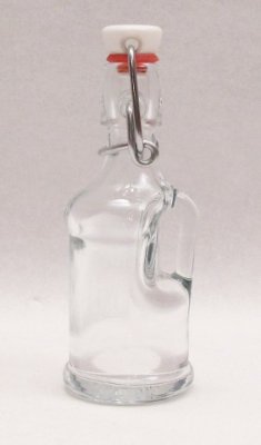 Glasflasche Mini m. Bügelverschl. u. Henkel, 0.04Liter