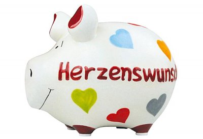 Sparschwein "Herzenswunsch", 12x10cm