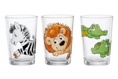 R&B, 3-tlg. Kindertrinkglas-Set "Happy Zoo"