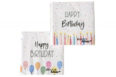 Boltze, 20 Stk. Servietten "Birthday", sort.