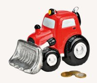 Wurm, Spardose "Traktor mit Schaufel", 16x12x11cm