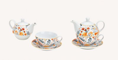 Wurm, Tea-for-One "orange Blumen"