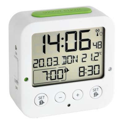 TFA, Digitaler Funk-Wecker mit Temperatur BINGO, weiß, 60.2528