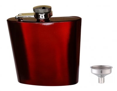 Flachmann, Edelstahl, 180ml, rot
