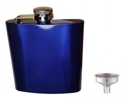 Flachmann, Edelstahl, 180ml, blau