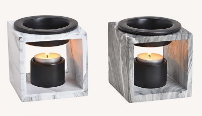 Wurm, Duftlampe "Marmor Optik", sort., 10x10x10cm