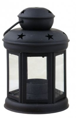 Mini-Laterne, 6-kant, schwarz, H:17cm