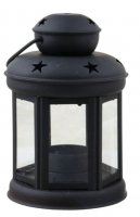 Mini-Laterne, 6-kant, schwarz, H:17cm