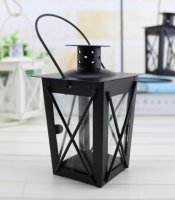Mini-Laterne, 4-kant, schwarz, H:17cm