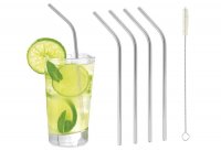 Metaltex, 5-tlg. Trinkhalm-Set, geknickt, Edelstahl