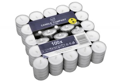 100 Stk. Qualitäts-Teelichter, weiß, 4h