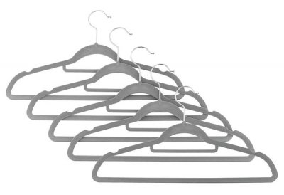 5 Stk. Kleiderbügel, Samt, grau