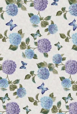 Tischbelag "Hortensia nature hellblau", B:140cm