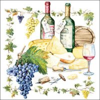 20 Stk. Servietten "Wein und Käse", 33x33cm
