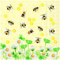 20 Stk. Servietten "Bienen im Klee", 33x33cm