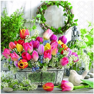 20 Stk. Servietten "Frühlingsstrauss", 33x33cm