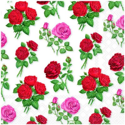 20 Stk. Servietten "Rosen weiß", 33x33cm