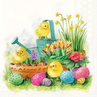 20 Stk. Servietten "Küken im Garten", 33x33cm