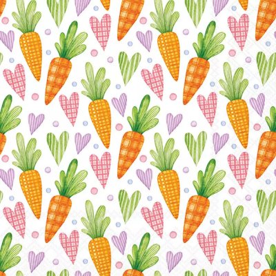 20 Stk. Servietten "Karotten Möhren Herzen", 33x33cm