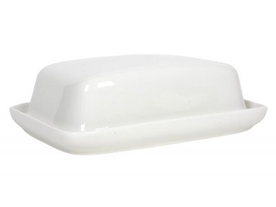 Butterdose, Keramik, weiß, 17.5x13x6cm
