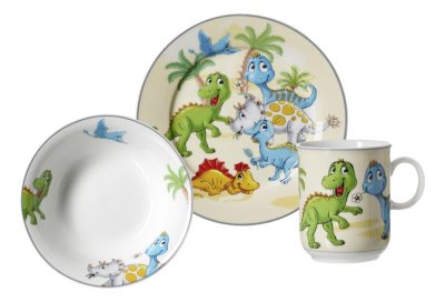 R&B, 3-tlg. Kinder-Set "Dino", Porzellan
