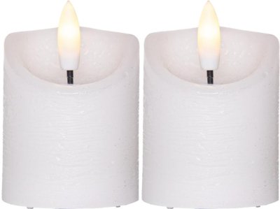 2 Stk. LED-Kerzen, Wachs, D:5cm, H:7.5cm