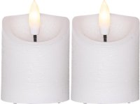 2 Stk. LED-Kerzen, Wachs, D:5cm, H:7.5cm