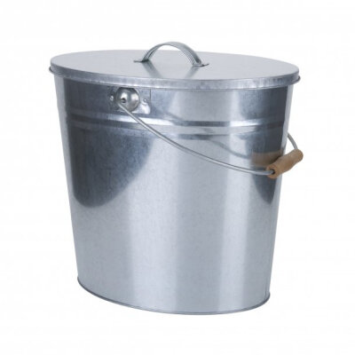 Ascheeimer m. Deckel, verzinkt, 15 Liter
