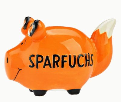 Wurm, Spardose "SPARFUCHS", 15x9x9cm