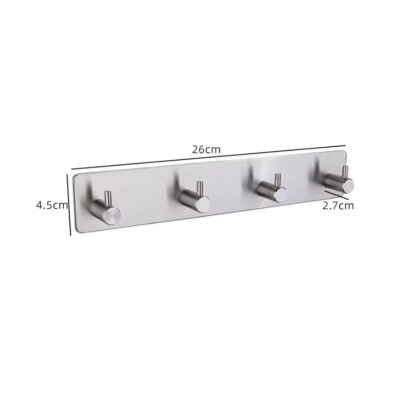 4 Haken-Leiste, Edelstahl, selbstklebend