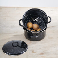 Kartoffelkocher m. Deckel, schwarz, D:18cm