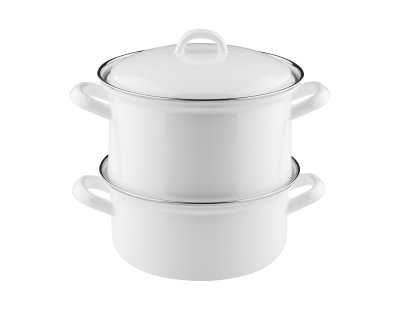Kartoffelkocher m. Deckel, weiß, D:18cm