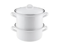 Kartoffelkocher m. Deckel, weiß, D:18cm