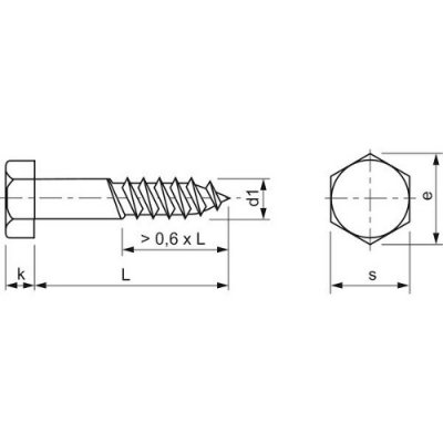 Sechskant-Holzschrauben, DIN571, vz., 6x25mm