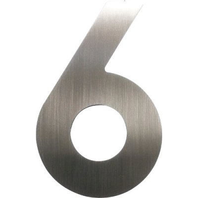 Design A, Ziffer "6", Edelstahl, H:120mm