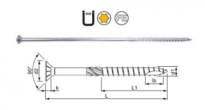 Speed SNK-Holzbauschraube, verz., TX, 8.0x220mm